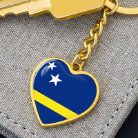 Thumbnail for Curacao Flag Heart Keychain