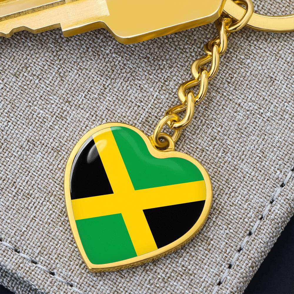 Jamaica Flag Heart Keychain