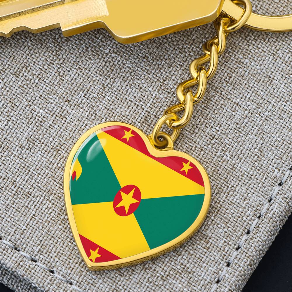 Grenada Flag Heart Keychain