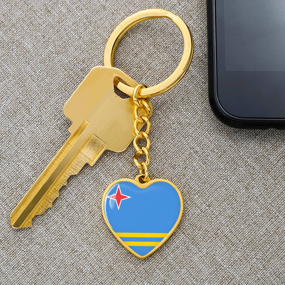 Aruba Flag Heart Keychain
