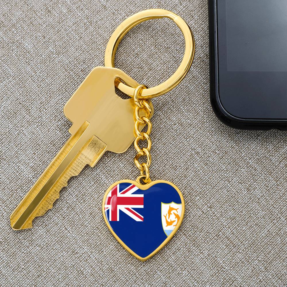 Anguilla Flag Heart Keychain
