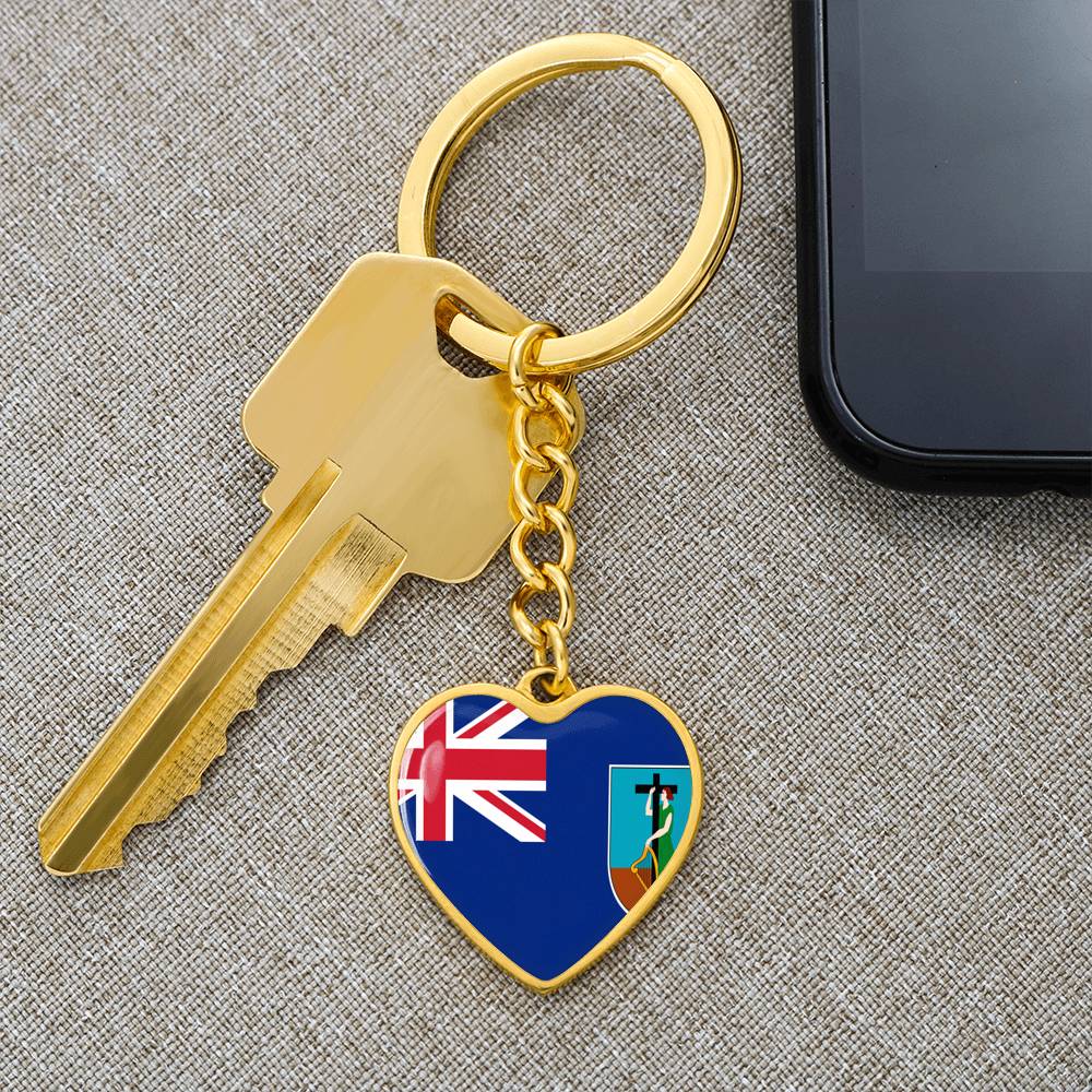 Montserrat Flag Heart Keychain