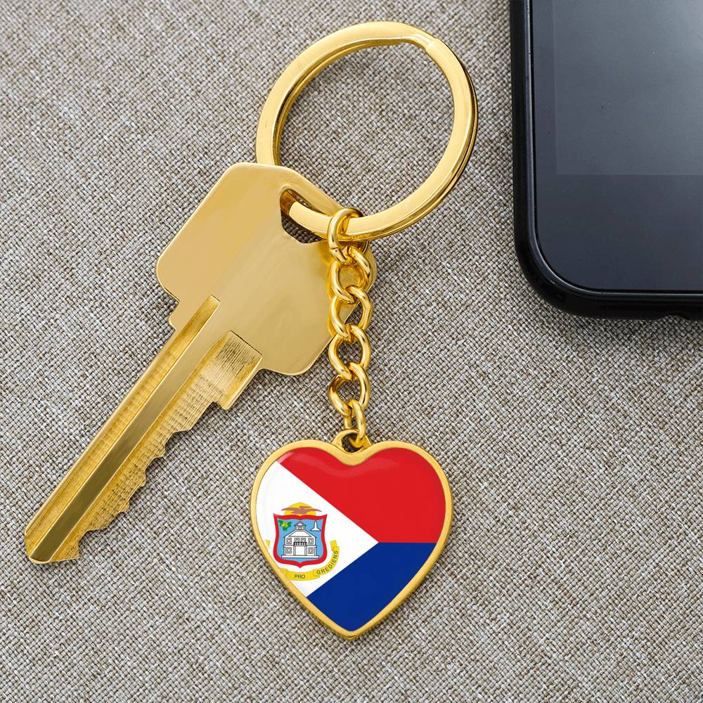 St. Eustatious Flag Heart Keychain