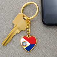 Thumbnail for St. Eustatious Flag Heart Keychain