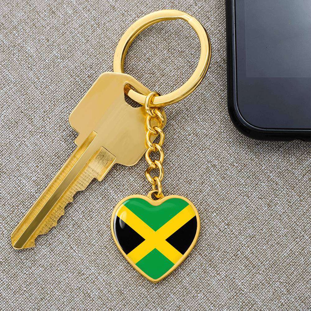 Jamaica Flag Heart Keychain