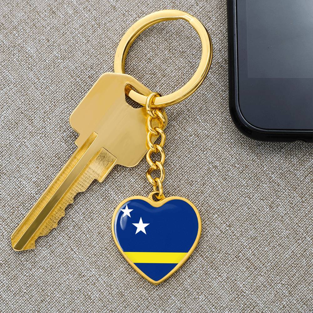 Curacao Flag Heart Keychain