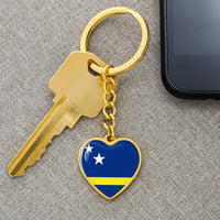 Thumbnail for Curacao Flag Heart Keychain
