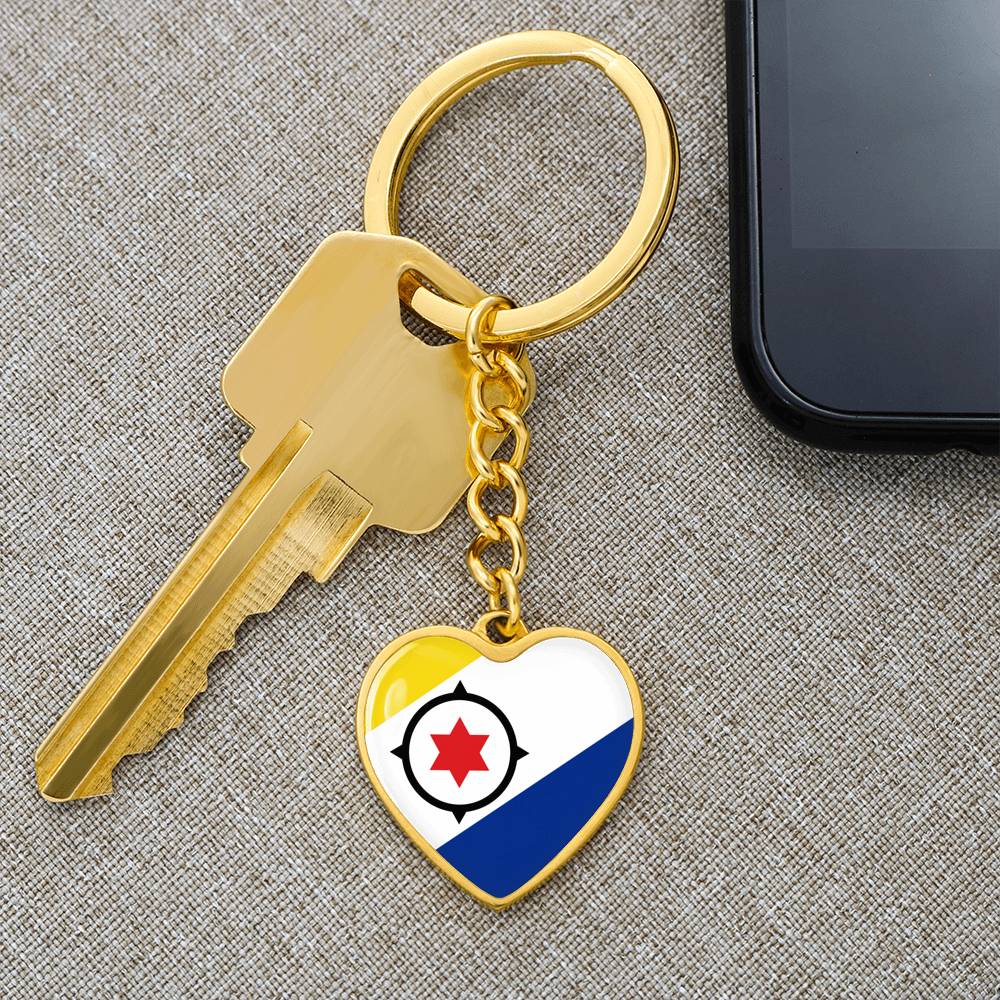 Bonaire Flag Heart Keychain