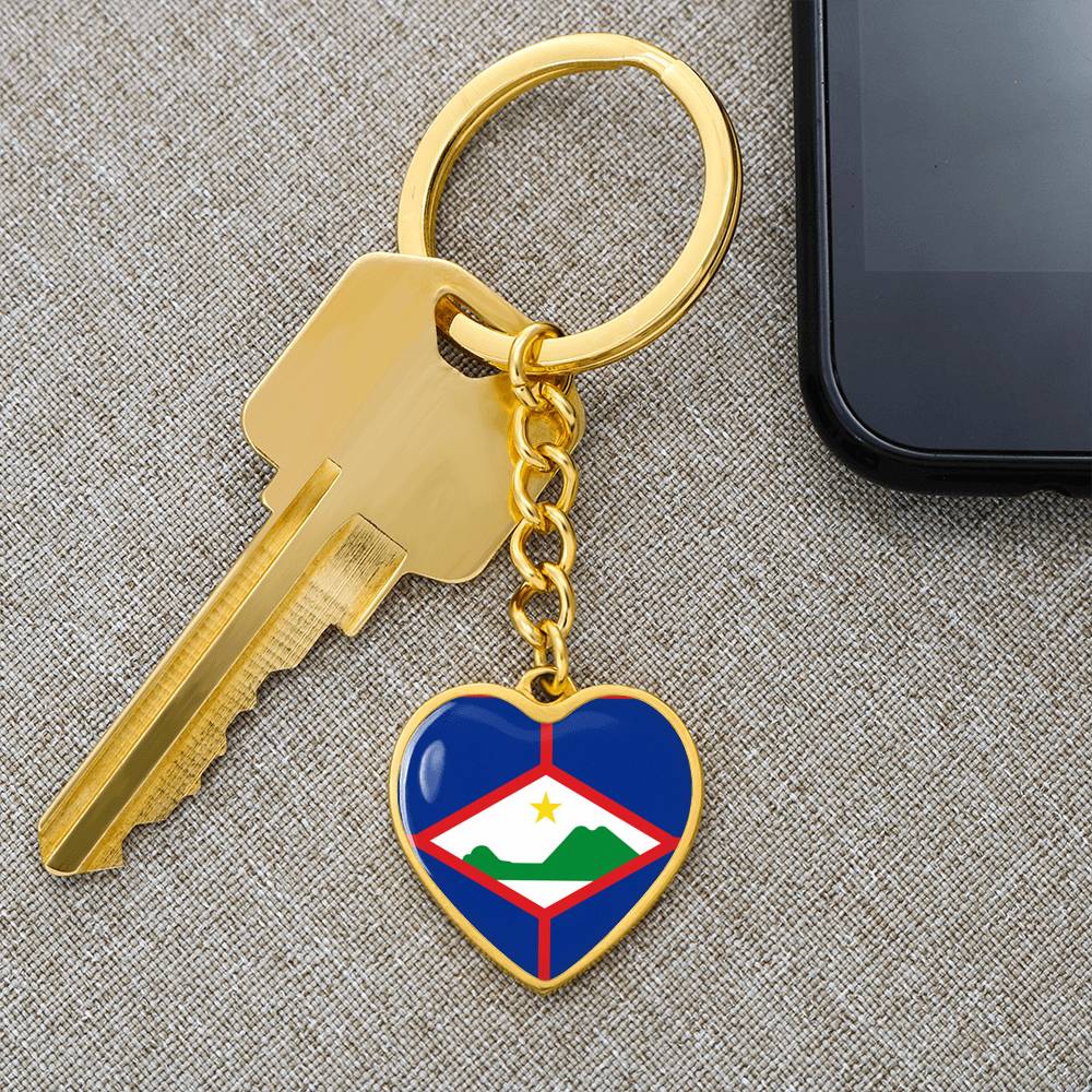 Sint Eustatious Flag Heart Keychain
