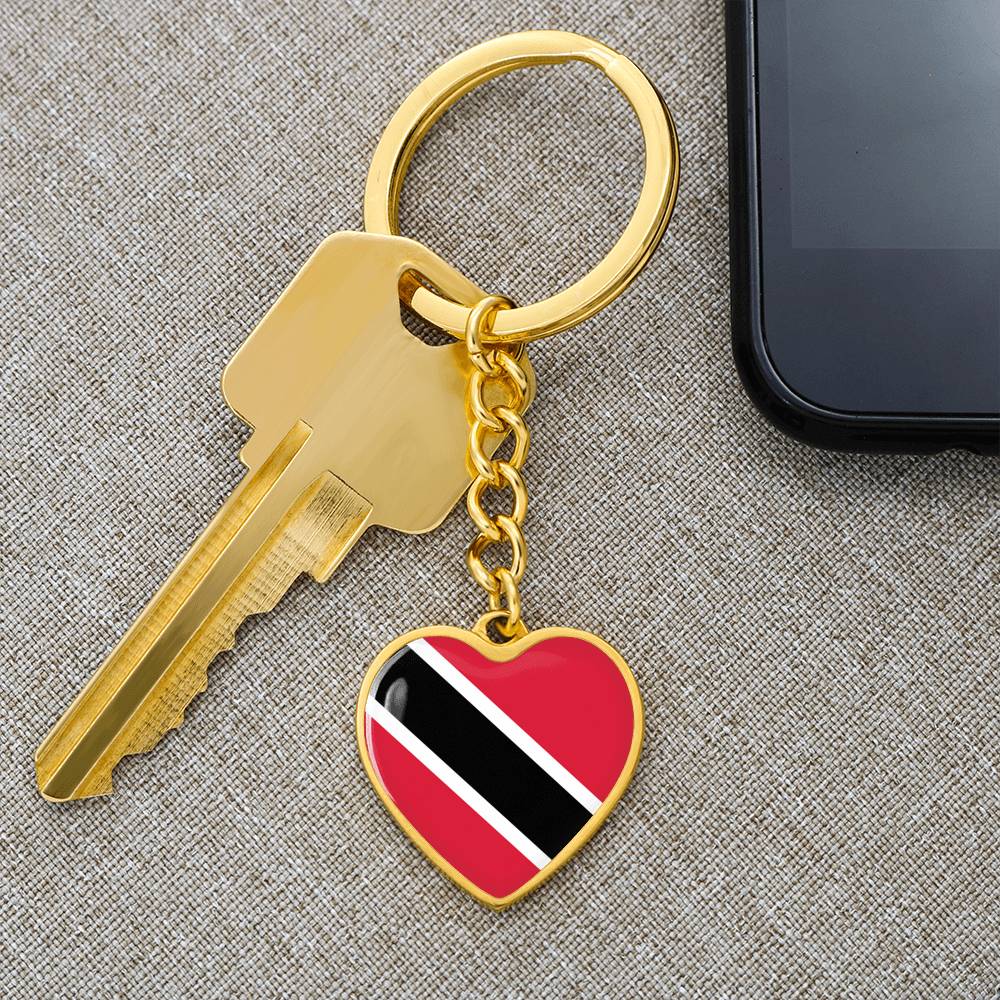 Trinidad and Tobago Flag Heart Keychain