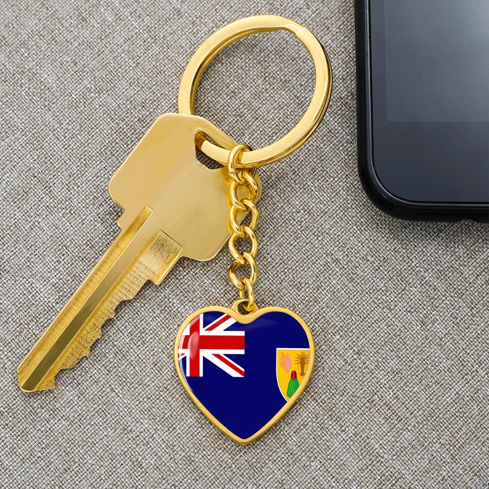 Turks and Caicos Flag Heart Keychain