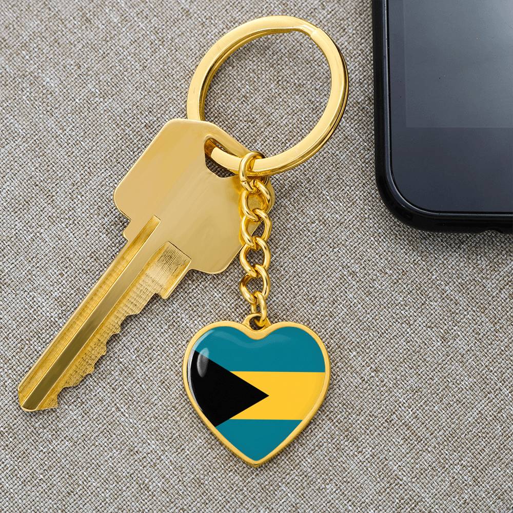 Bahamas Flag Heart Keychain