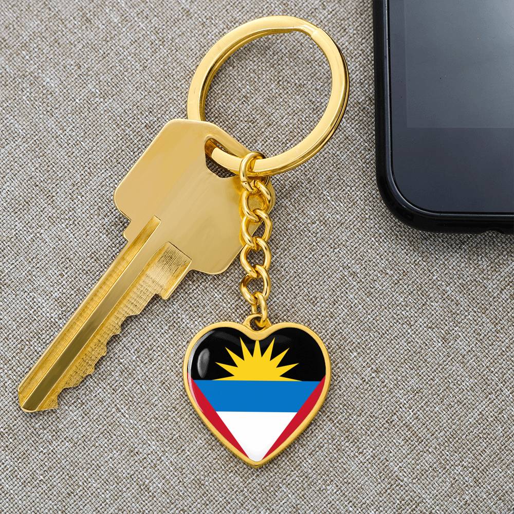 Antigua & Barbuda Flag Heart Keychain