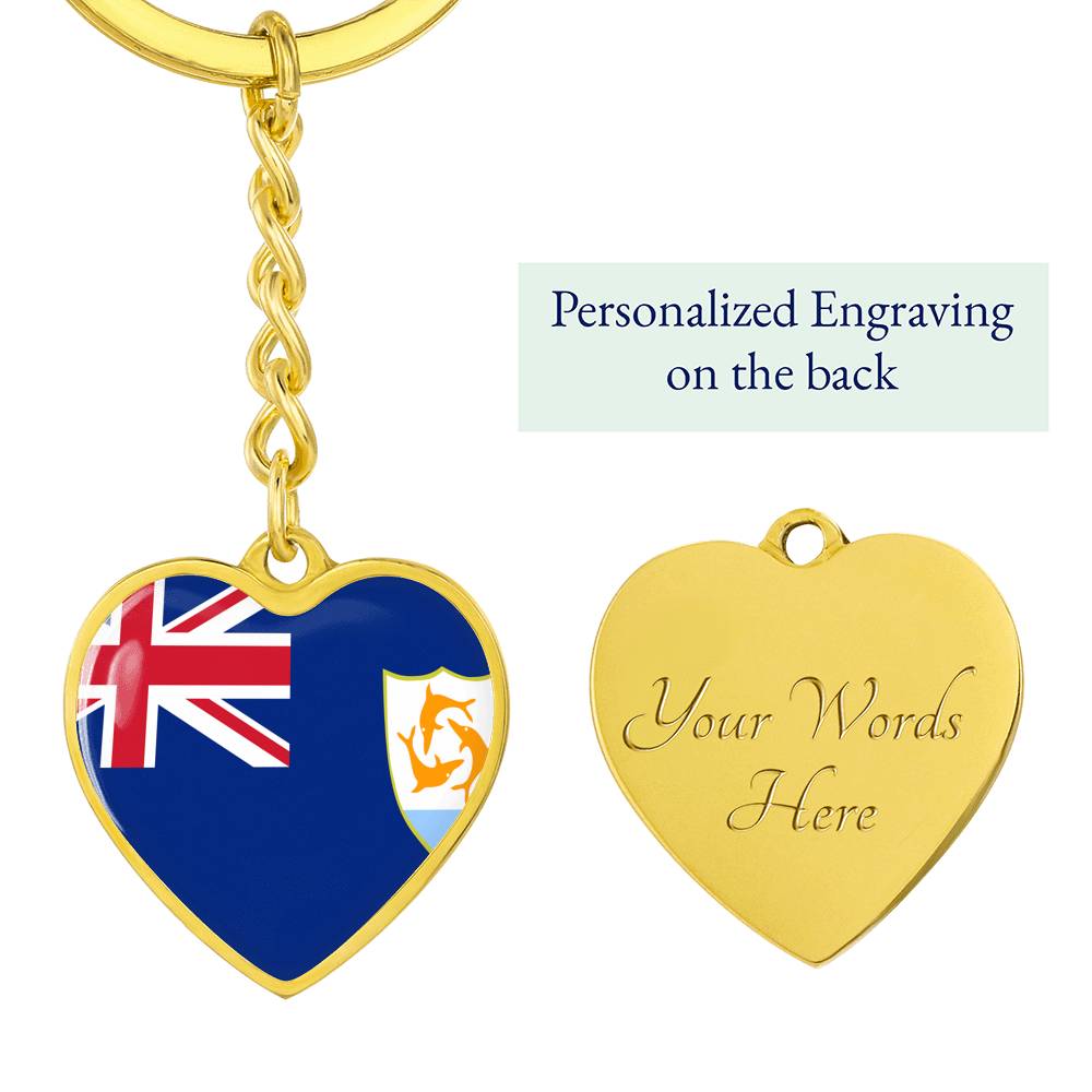 Anguilla Flag Heart Keychain