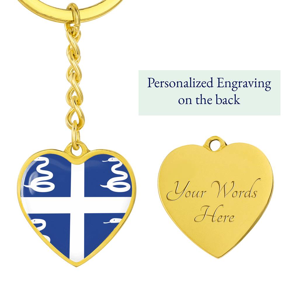 Martinique Flag Heart Keychain