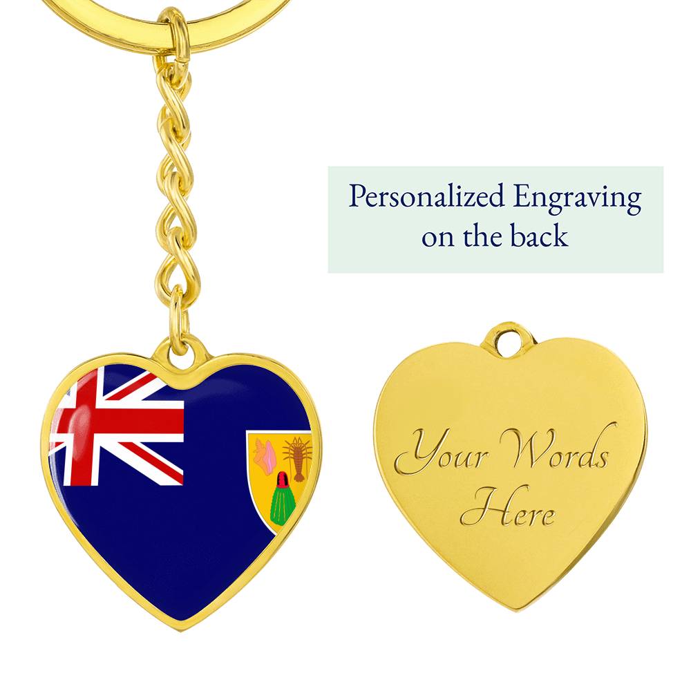 Turks and Caicos Flag Heart Keychain
