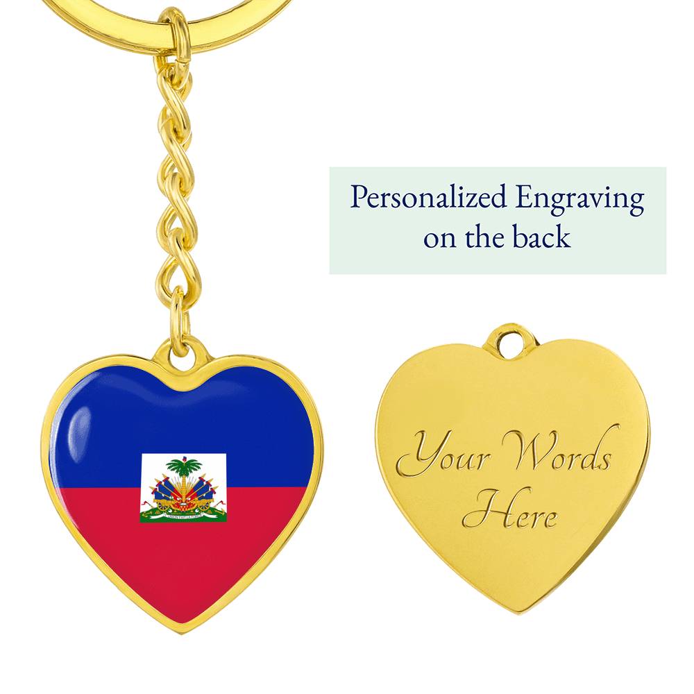 Haiti Flag Heart Keychain