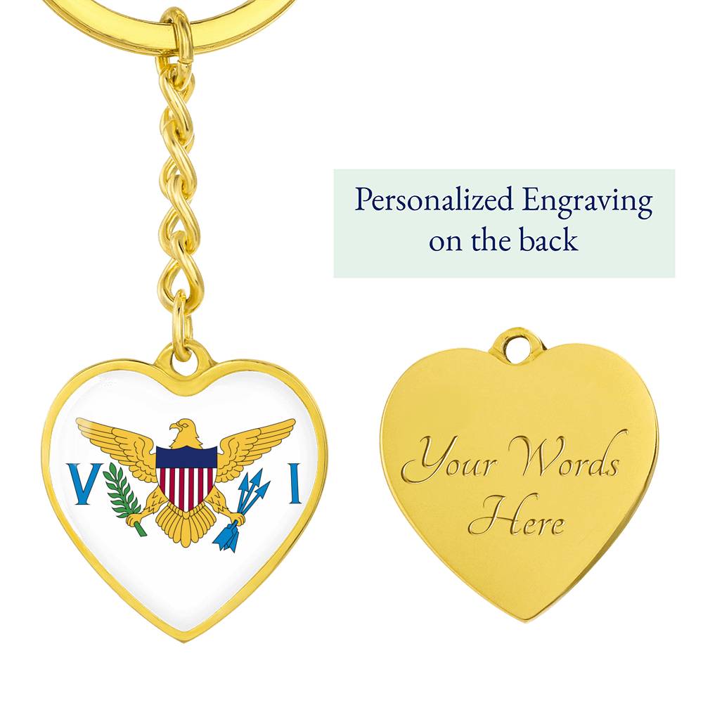 United States Virgin Islands Flag Heart Keychain