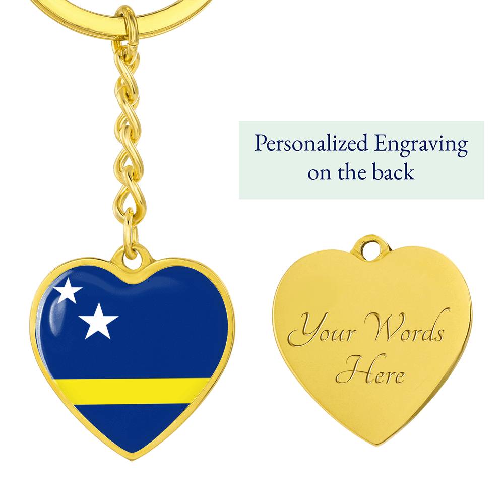 Curacao Flag Heart Keychain