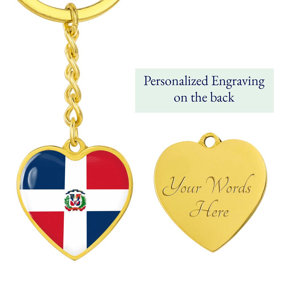 Dominican Republic Flag Heart Keychain