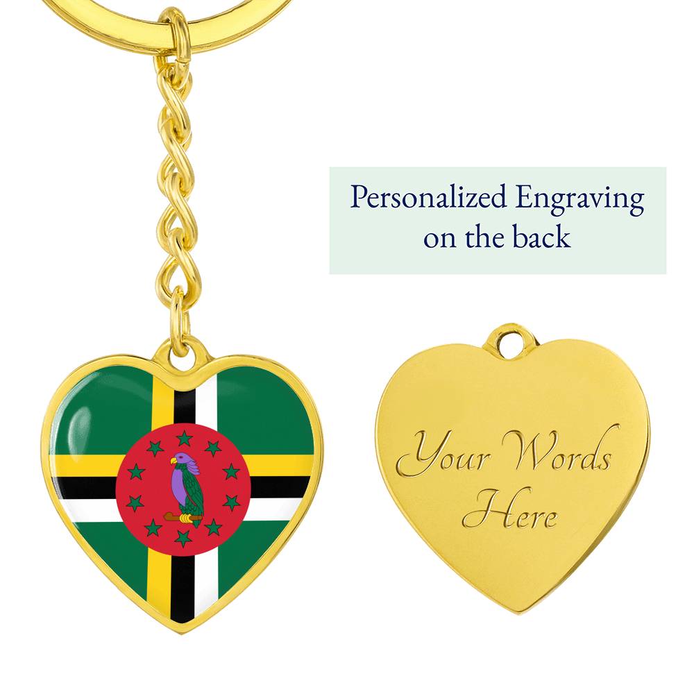 Dominica Flag Heart Keychain