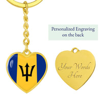 Thumbnail for Barbados Flag Heart Keychain