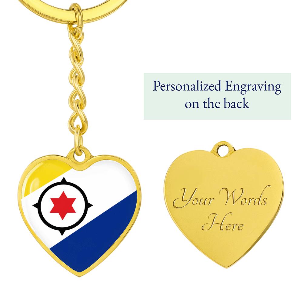 Bonaire Flag Heart Keychain