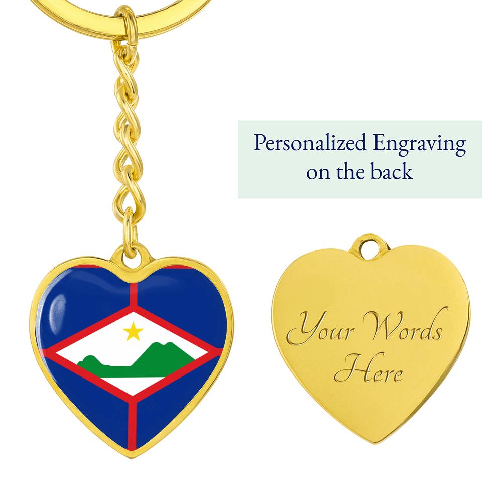 Sint Eustatious Flag Heart Keychain