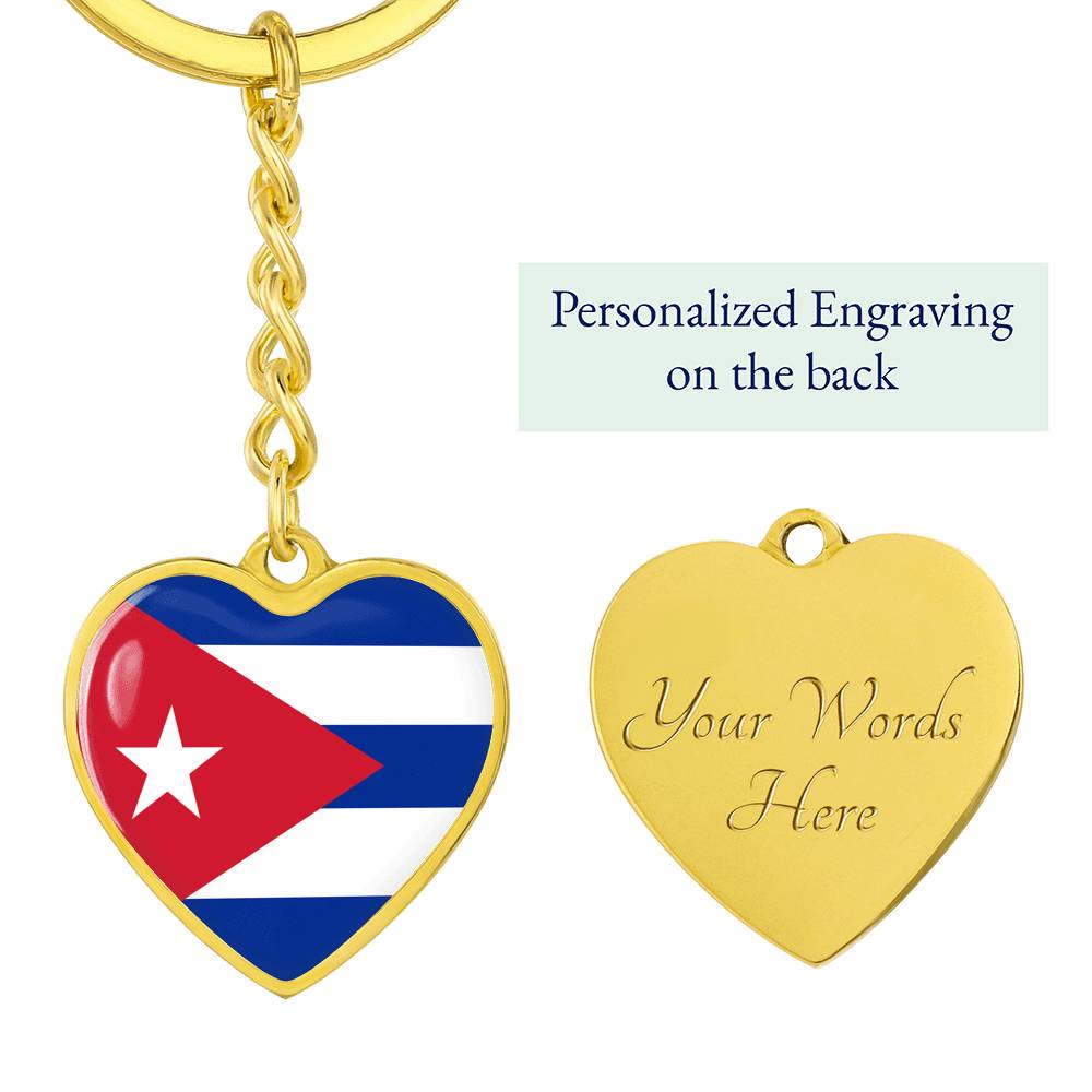 Cuba Flag Heart Keychain