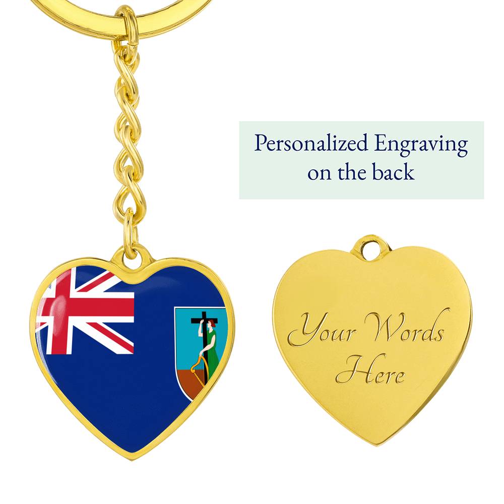 Montserrat Flag Heart Keychain