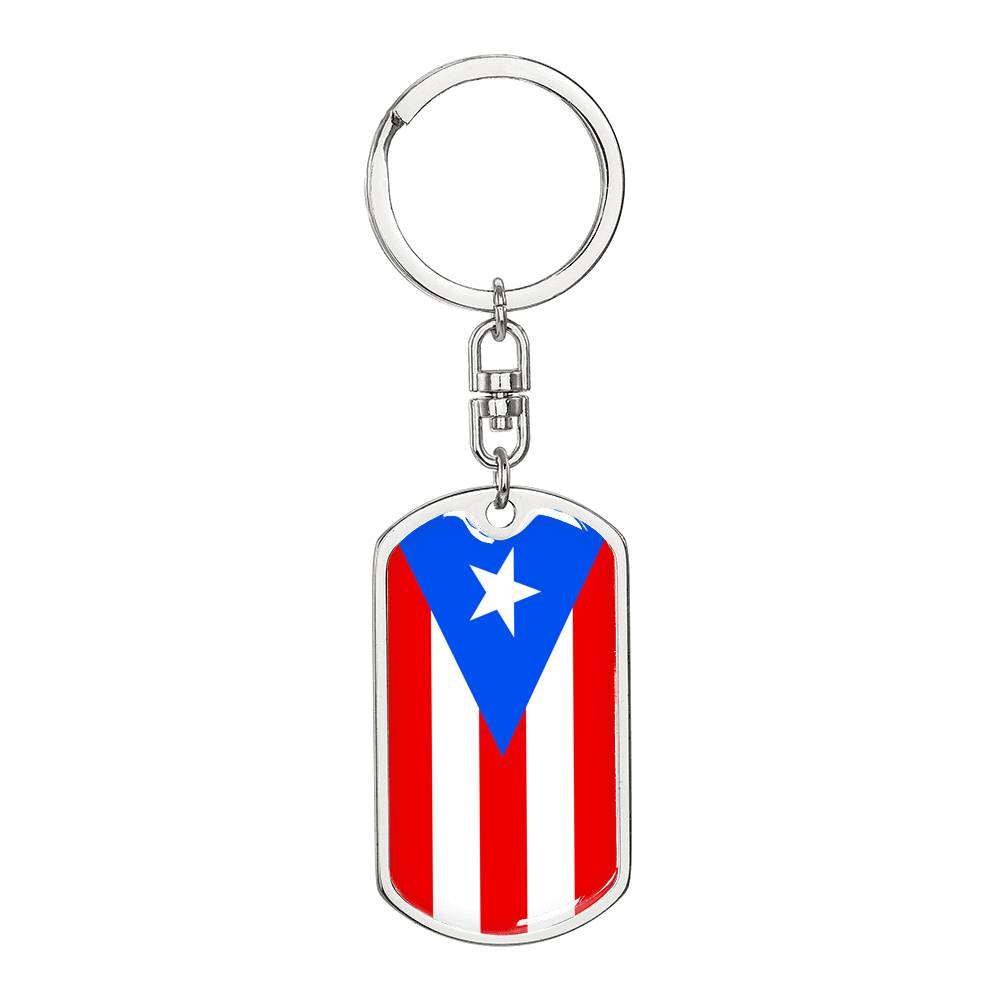 Puerto Rico Flag DogTag KeyChain