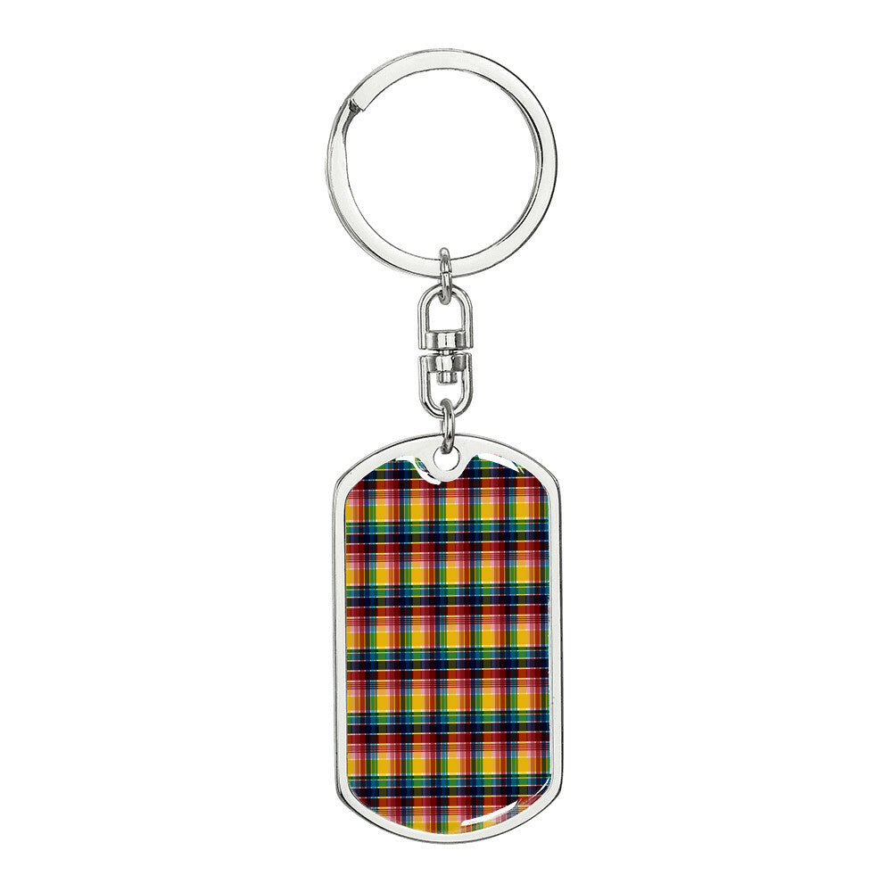 Virgin Islands Madras Dog Tag with Swivel Keychain