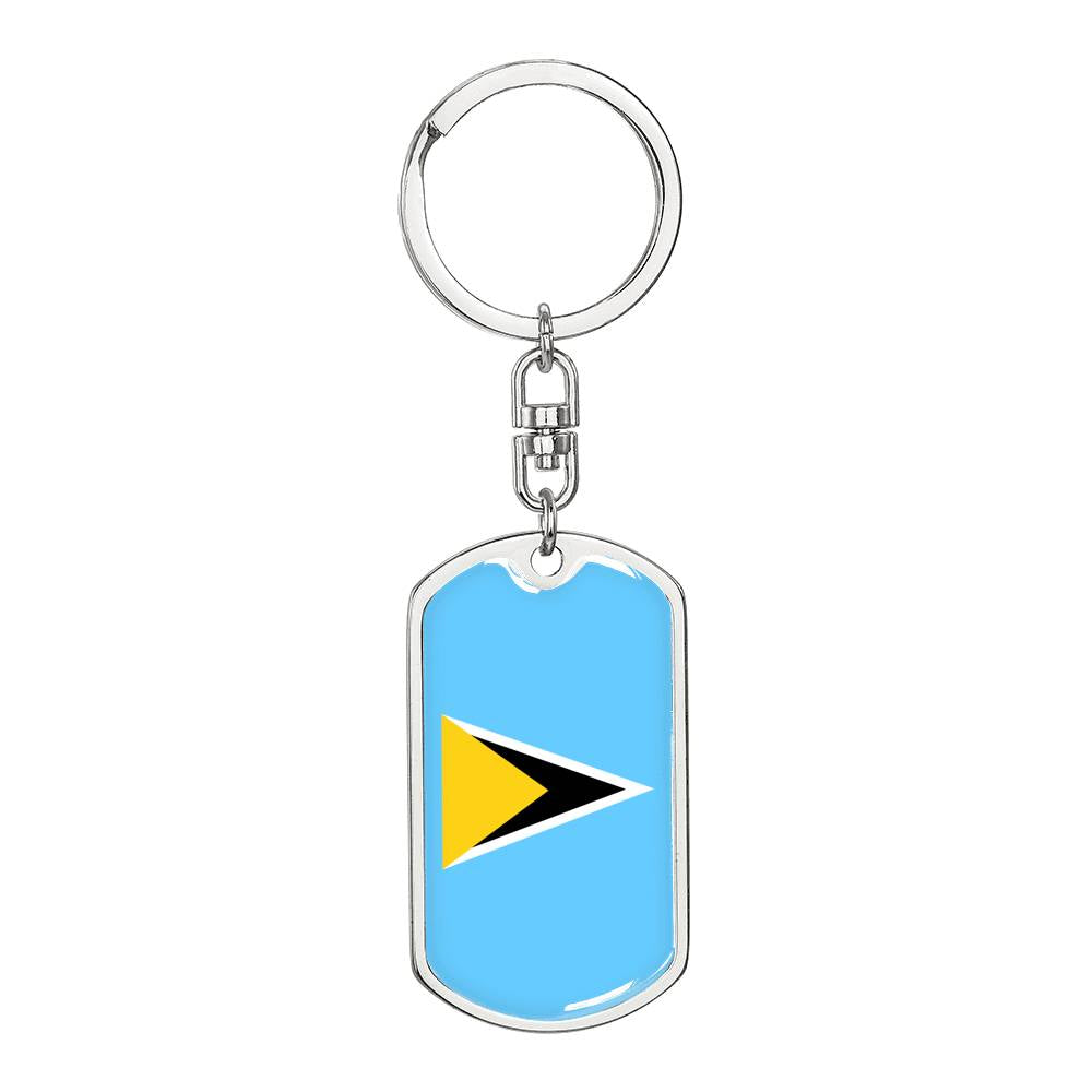 St Lucia Flag DogTag KeyChain