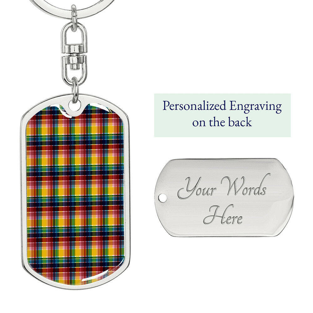 Virgin Islands Madras Dog Tag with Swivel Keychain