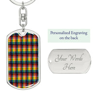 Thumbnail for Virgin Islands Madras Dog Tag with Swivel Keychain