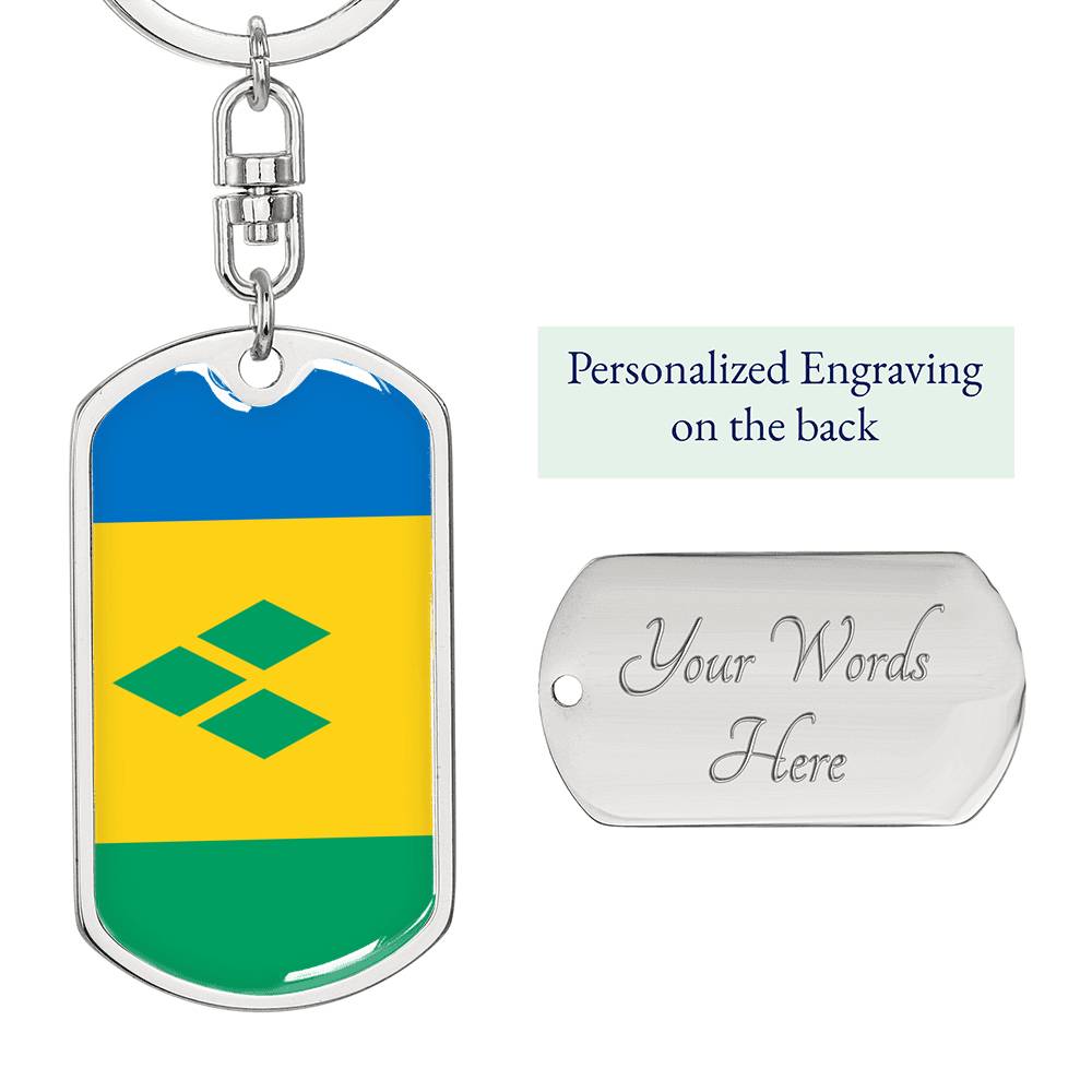 St Vincent and the Grenadines Flag DogTag KeyChain