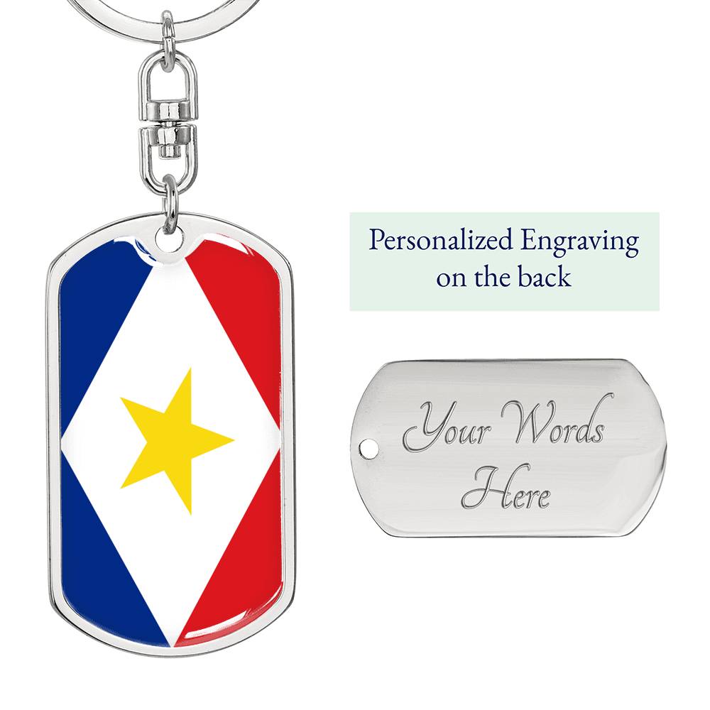 Saba Flag DogTag KeyChain