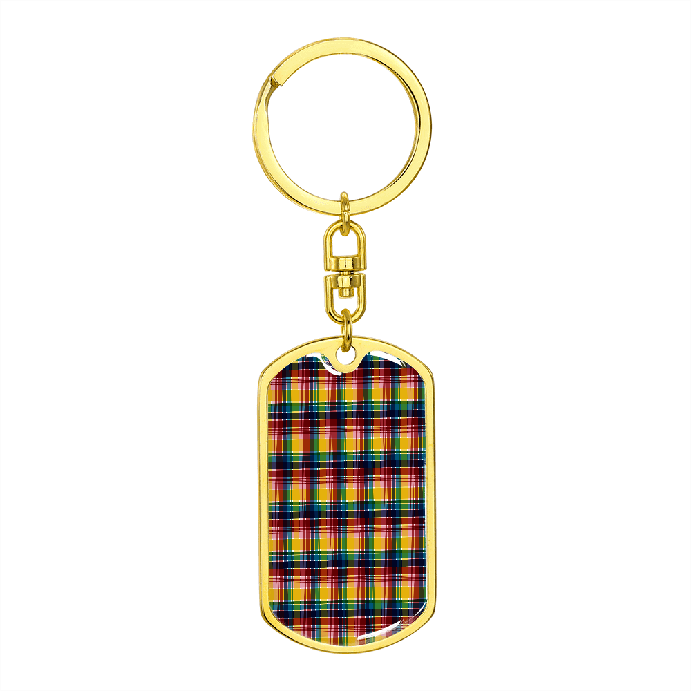 Virgin Islands Madras Dog Tag with Swivel Keychain