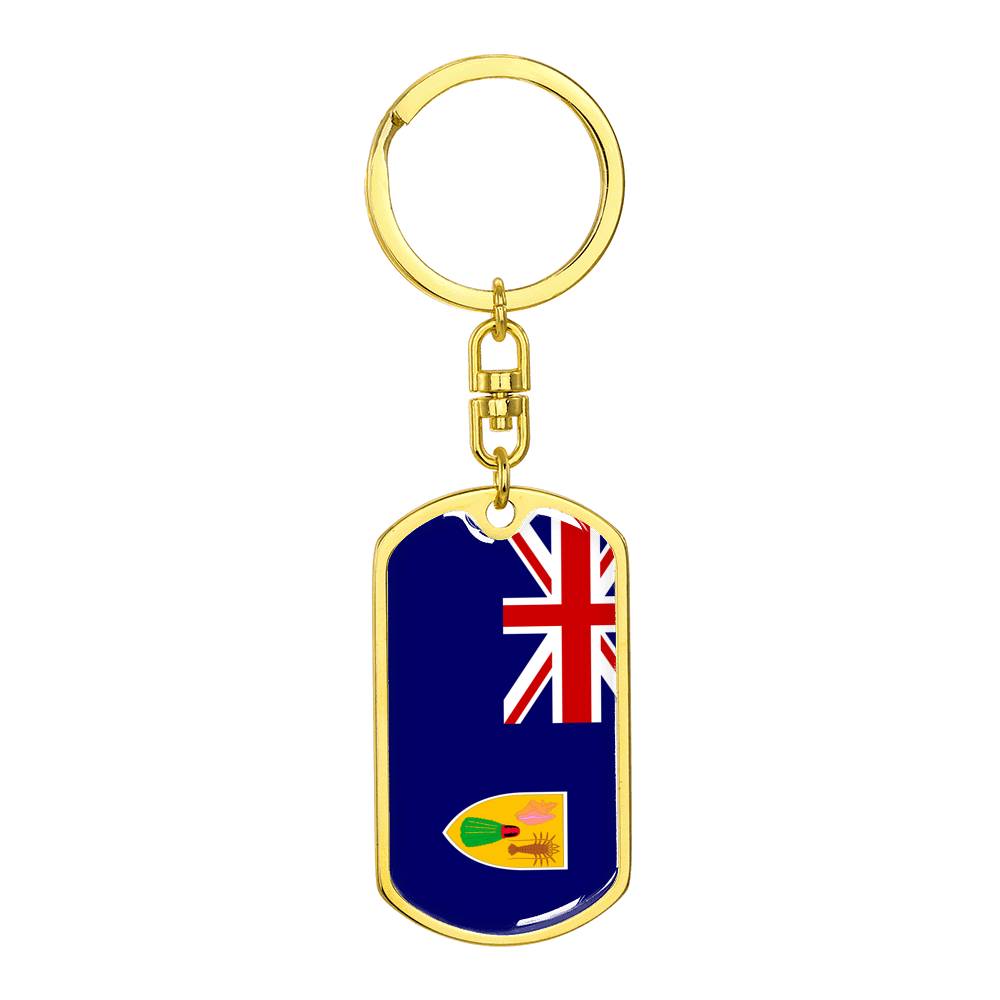 Turks and Caicos Flag Island DogTag KeyChain