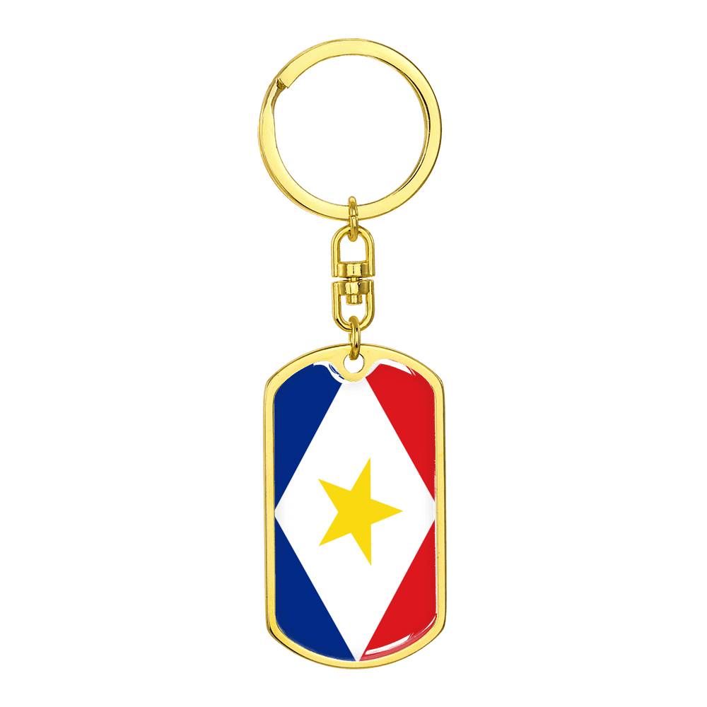 Saba Flag DogTag KeyChain