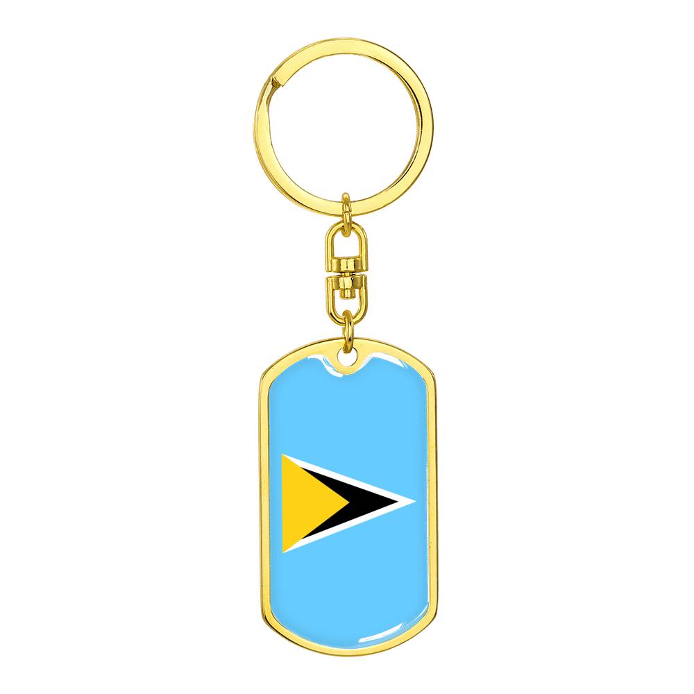 St Lucia Flag DogTag KeyChain