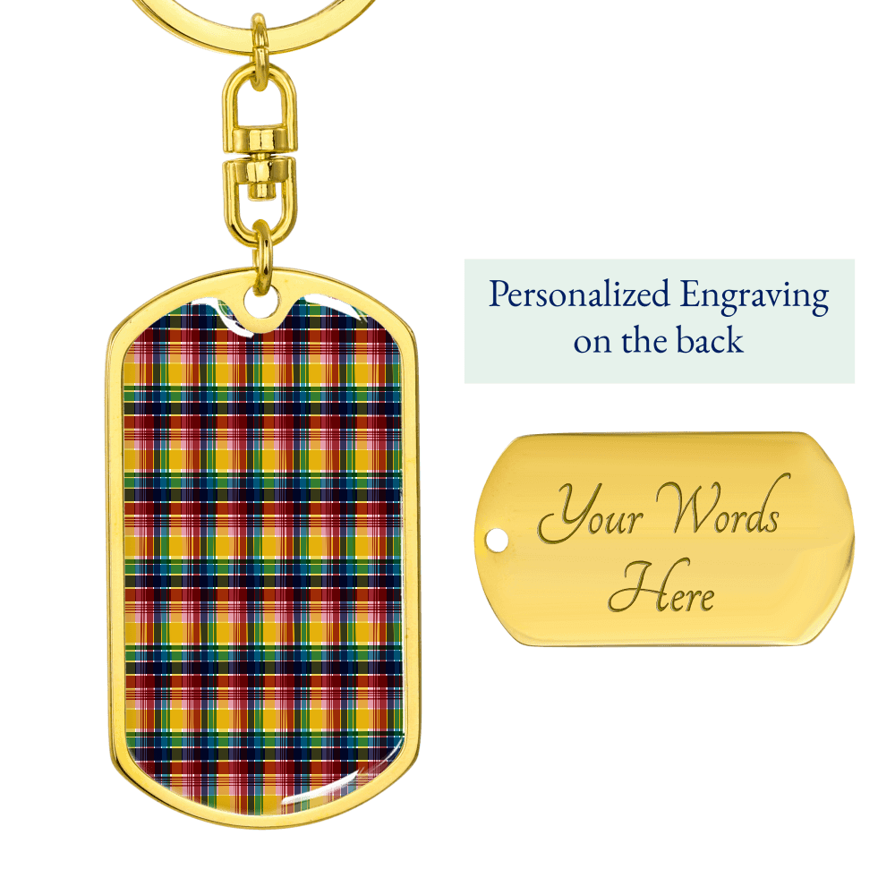 Virgin Islands Madras Dog Tag with Swivel Keychain