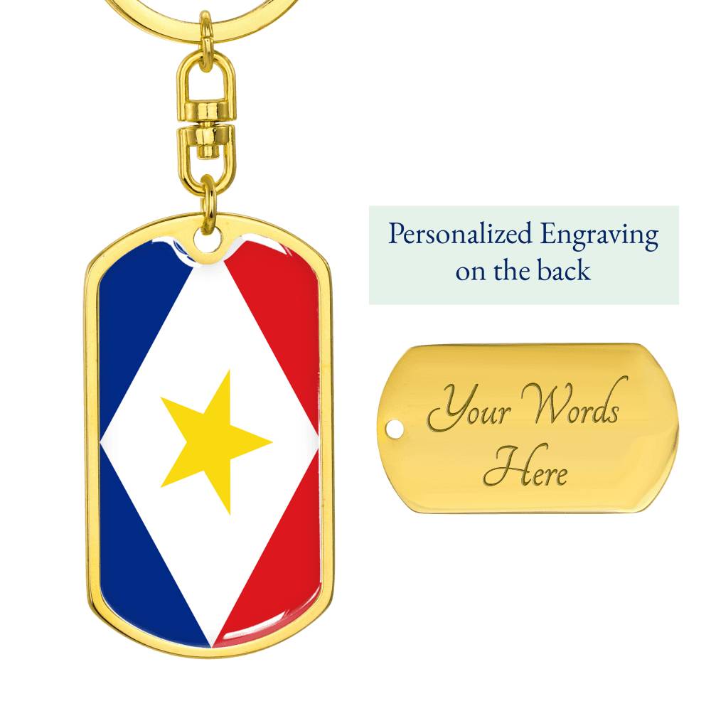 Saba Flag DogTag KeyChain