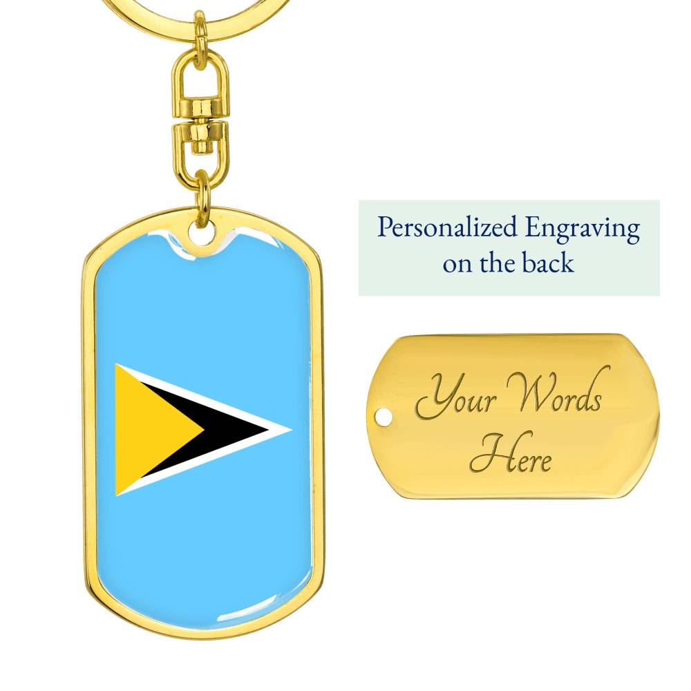St Lucia Flag DogTag KeyChain