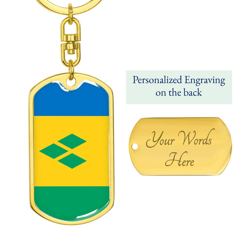 St Vincent and the Grenadines Flag DogTag KeyChain