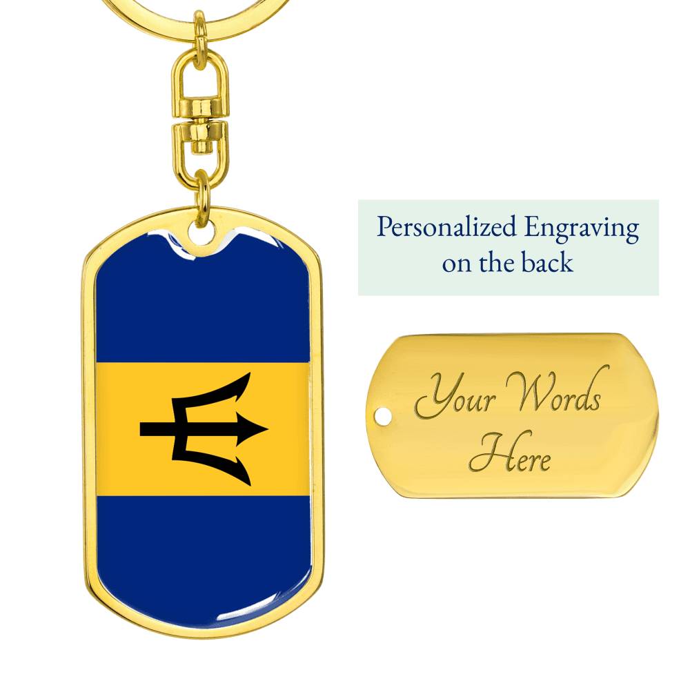 Barbados Flag DogTag KeyChain